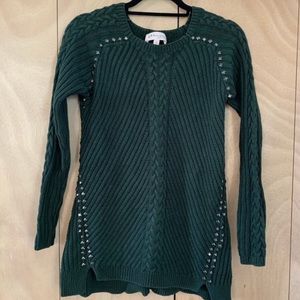 Like new Philosophy dark green studded sweater